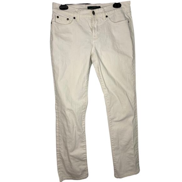 LRL Lauren Jeans Co. White Denim Women's Size 4 Stretch Straight Leg Polo RL - Picture 1 of 8